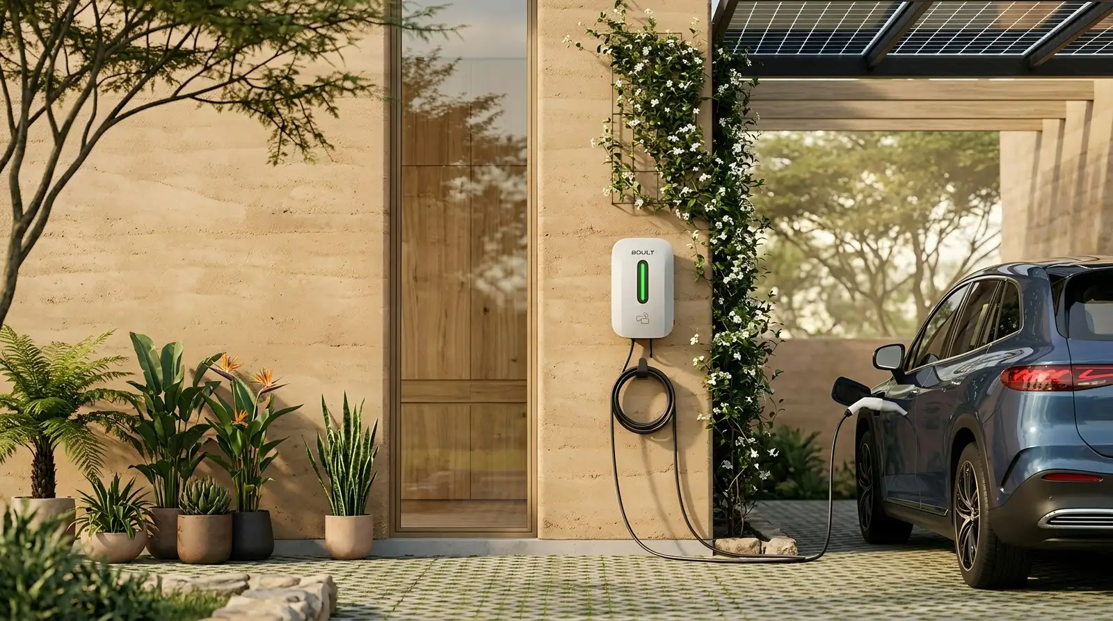 Cargador de pared para vehículo eléctrico en una vivienda