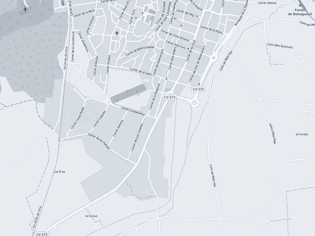 Mapa con la ubicación de Winercon en Carrer del Cementeri, 5, 46180 Benaguasil (Valencia)